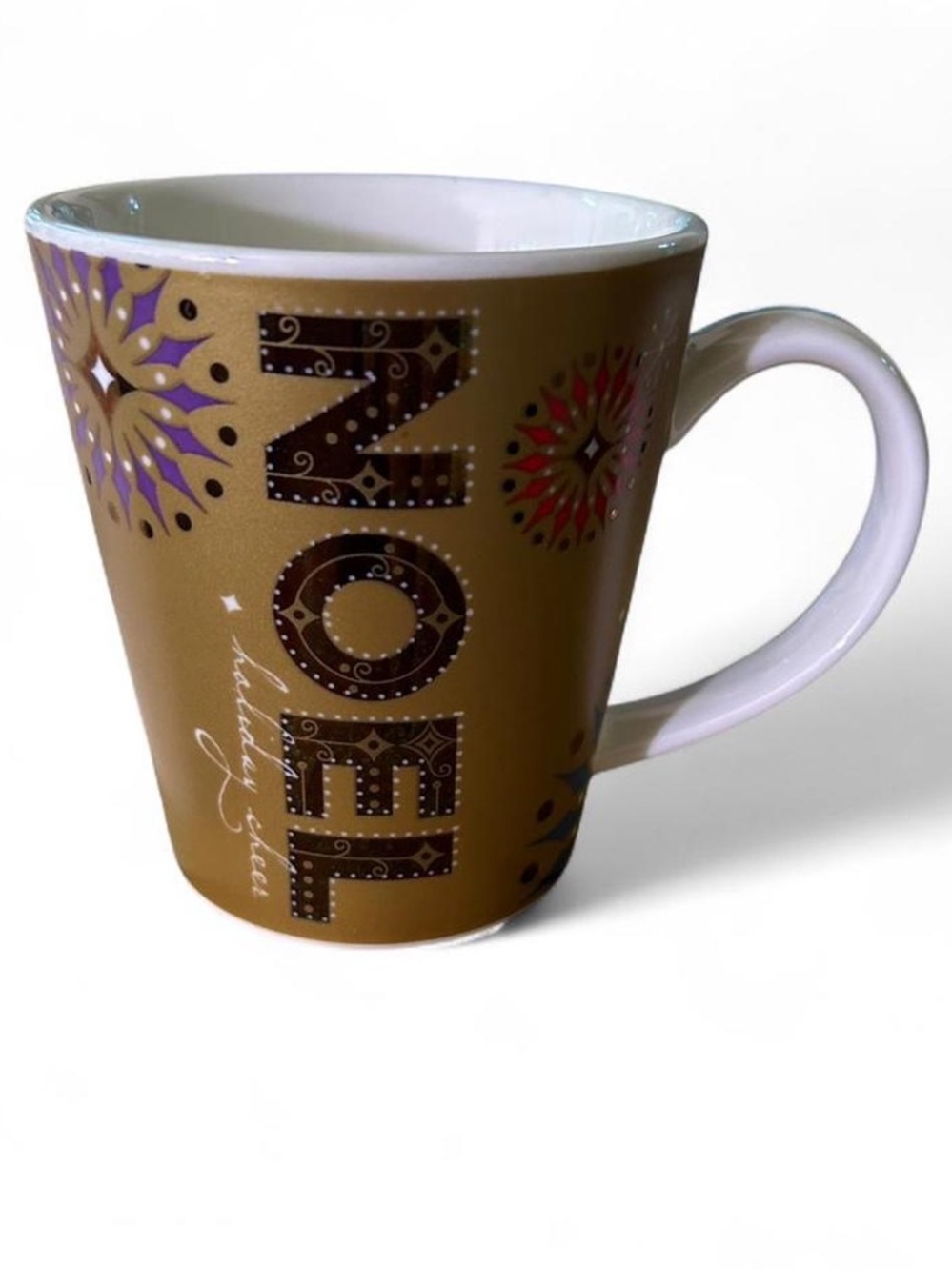 Starbucks Gold Ceramic Mug with Multicolor Accents